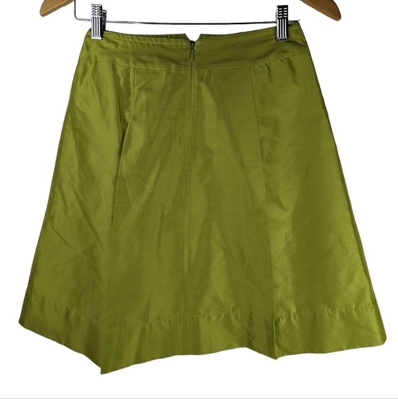Trina Turk SILK Green Pleated Bow Front A-Line Goblincore Mini Skirt Size S - Picture 3 of 11